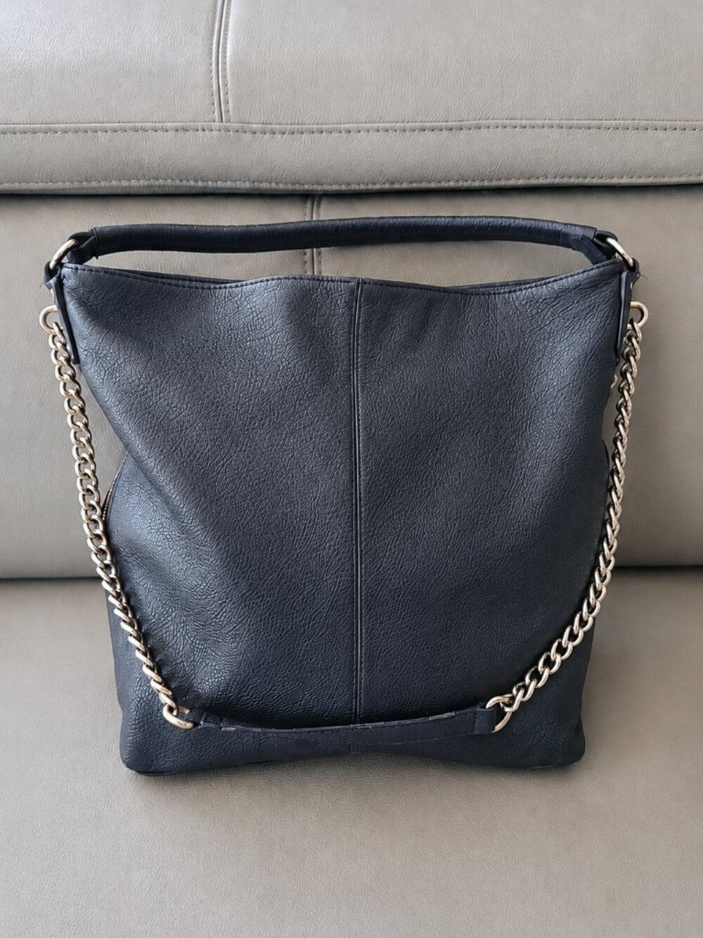 Danier Black Leather Hobo Bag | Gold Chain Strap